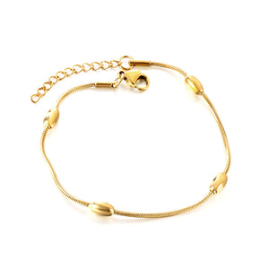 Pulsera De Acero Inoxidable Con 4 Accesorios Ovalados Para Mujer