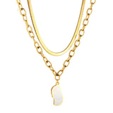 Half-side Boy White Drop Oil Accessory Double Chain Necklace