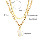 Half-side Boy White Drop Oil Accessory Double Chain Necklace