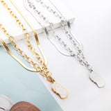 Half-side Boy White Drop Oil Accessory Double Chain Necklace