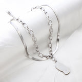 Half-side Boy White Drop Oil Accessory Double Chain Necklace