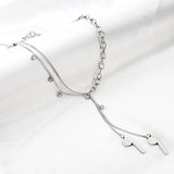 New 6 White Diamonds + 2pcs 6 Accessories + Single Side Double Chain Necklace