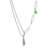 New Green Diamond+Paper Tube Shape Accessories+Single Side Double Chain Necklace