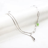 New Green Diamond+Paper Tube Shape Accessories+Single Side Double Chain Necklace