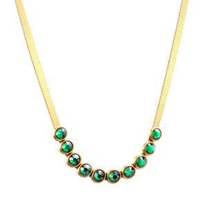 New 10 Green Round With Row Of Diamonds Accessories Necklace