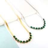 New 10 Green Round With Row Of Diamonds Accessories Necklace