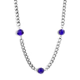 New Fashion 3 Irregular Round Dark Blue Diamonds Necklace