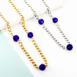 New Fashion 3 Irregular Round Dark Blue Diamonds Necklace