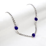 New Fashion 3 Irregular Round Dark Blue Diamonds Necklace