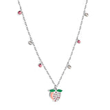 New 3 Rose Diamonds + 3 White Diamonds + Peach With Mixed Color Diamond Necklace