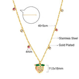 New 3 Rose Diamonds + 3 White Diamonds + Peach With Mixed Color Diamond Necklace