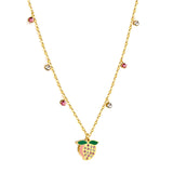 New 3 Rose Diamonds + 3 White Diamonds + Peach With Mixed Color Diamond Necklace