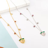 New 3 Rose Diamonds + 3 White Diamonds + Peach With Mixed Color Diamond Necklace