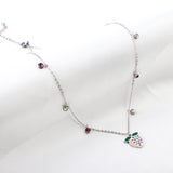 New 3 Rose Diamonds + 3 White Diamonds + Peach With Mixed Color Diamond Necklace