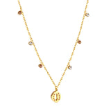 New 3 Champagne Diamonds+3 White Diamonds+Durian With Champagne Colored Diamond Necklace