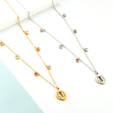 New 3 Champagne Diamonds+3 White Diamonds+Durian With Champagne Colored Diamond Necklace