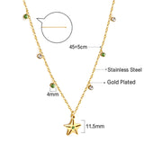 New 3 Green Diamonds + 3 White Diamonds + Star With Green Diamond Necklace