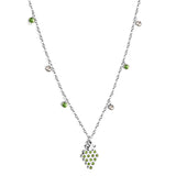 New 3 Green Diamonds + 3 White Diamonds + Grapes With Green Diamond Necklace