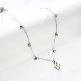 New 3 Green Diamonds + 3 White Diamonds + Grapes With Green Diamond Necklace