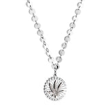 Stainless Steel Round Accessory With White Mud Drill Leaf Necklace