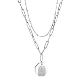 Collier hexagonal à double chaîne avec accessoire en diamant