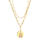 Hexagonal With Diamond Accessory Double Chain Necklace