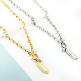 Rhombus Accessory With White Diamond+Square Lake Blue Diamond Necklace