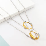 Stainless Steel Pair Ring Pendant Double necklace