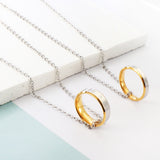 Stainless Steel Pair Ring Pendant Double necklace