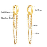 Stainless Steel Circle With Double Chain Earrings For Women