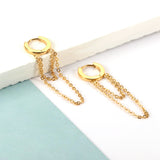 Stainless Steel Circle With Double Chain Earrings For Women