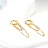 Stainless Steel Circle With Double Chain Earrings For Women