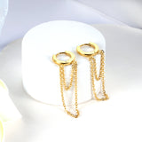 Stainless Steel Circle With Double Chain Earrings For Women