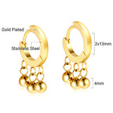 Stainless Steel Circle With 3 Steel Beads Earrings For Women