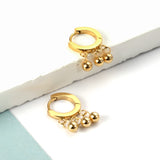 Stainless Steel Circle With 3 Steel Beads Earrings For Women