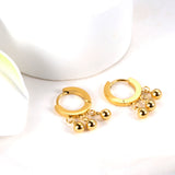 Stainless Steel Circle With 3 Steel Beads Earrings For Women