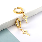 Stainless Steel Circle With Flashing Star Earrings For Women