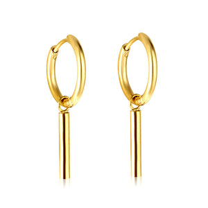 Boucles d'oreilles cercle en acier inoxydable avec cylindre pour femme