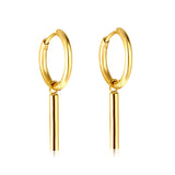 Boucles d'oreilles cercle en acier inoxydable avec cylindre pour femme