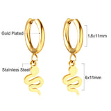 Stainless Steel Circle With Snake -shaped Earrings For Women