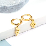 Stainless Steel Circle With Snake -shaped Earrings For Women