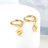 Stainless Steel Circle With Snake -shaped Earrings For Women