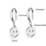 New 1.6x11mm Circle With Smiley Face Earrings