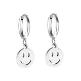 New 1.6x11mm Circle With Smiley Face Earrings