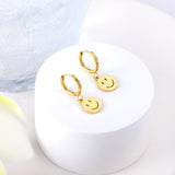 Pendientes circulares con cara sonriente de 1,6 x 11 mm