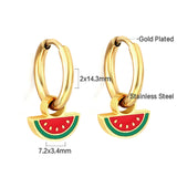 New 1.6x11mm Circle With Mixed Color Watermelon Earrings