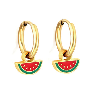 New 1.6x11mm Circle With Mixed Color Watermelon Earrings