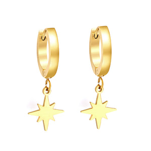 2023 New 1.6x11mm Circle with Lucky Star Earrings