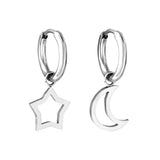 Boucles d'oreilles cercle avec lune et étoile, 1.6x11mm, nouveauté 2023