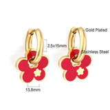 Nouveau Cercle 2.5x15mm avec boucles d'oreilles en fleur de prunier rouge